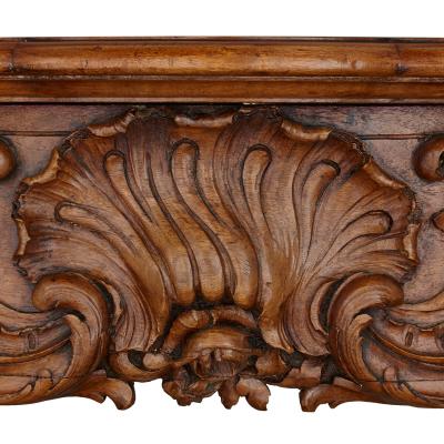 French hand carved walnut fireplace