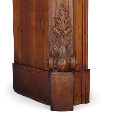 French hand carved walnut fireplace