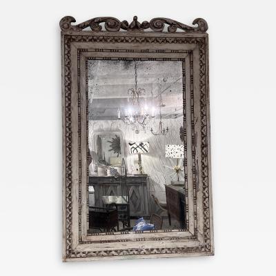 French late 19th c carved painted wood frame with original mirror plate