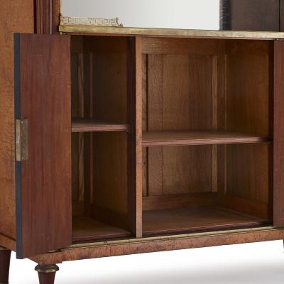 French marble gilt bronze and amboyna burl side cabinet