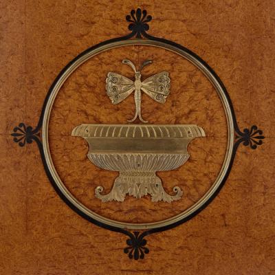 French marble gilt bronze and amboyna burl side cabinet
