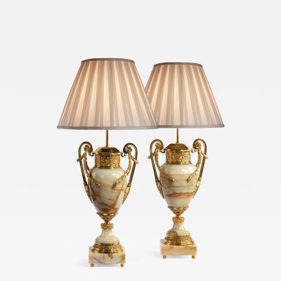 French onyx and ormolu lamps