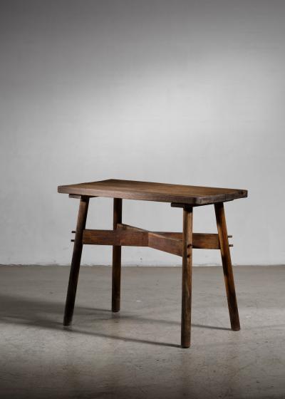 French raw wood table