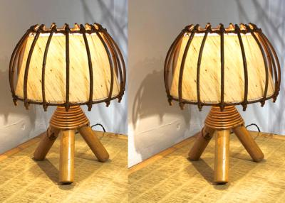French riviera charming bamboo pair of table lamps