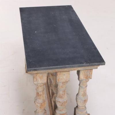 French vintage balustrade marble top console table 20th C 