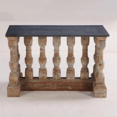 French vintage balustrade marble top console table 20th C 