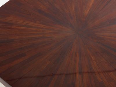 French walnut marquetry square coffee table 1970