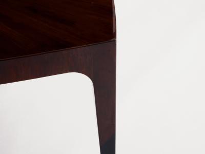 French walnut marquetry square coffee table 1970