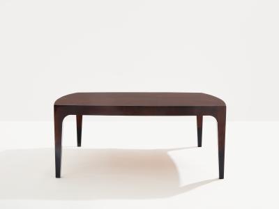 French walnut marquetry square coffee table 1970