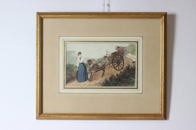 French watercolors set of 6 France 1885