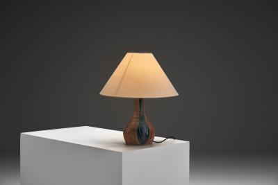 Fridtjof Sejersen Brown Glazed Chamotte Table Lamp by Fridtjof Sejersen Denmark ca 1960s