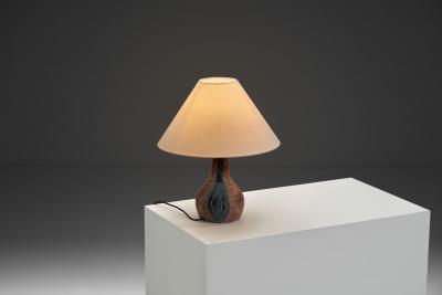 Fridtjof Sejersen Brown Glazed Chamotte Table Lamp by Fridtjof Sejersen Denmark ca 1960s