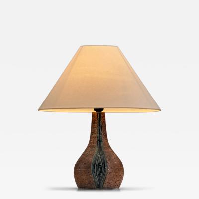 Fridtjof Sejersen Brown Glazed Chamotte Table Lamp by Fridtjof Sejersen Denmark ca 1960s