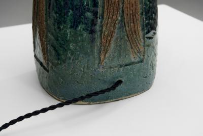 Fridtjof Sejersen Glazed Chamotte Table Lamp by Fridtjof Sejersen Denmark ca 1960s