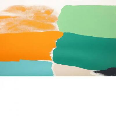 Friedel Dzubas Friedel Dzubas Lithograph Abstract Blue Orange Green Signed