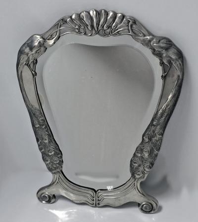 Friedrich Adler Friedrich Adler Art Nouveau Jugendstil Pewter Mirror Germany c 1901 Osiris