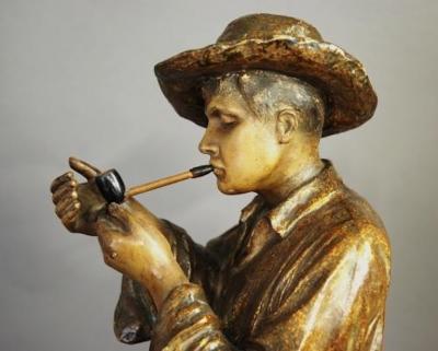 Friedrich Goldscheider Early 20thc bronzed slip cast figure of a gaucho by Goldscheider