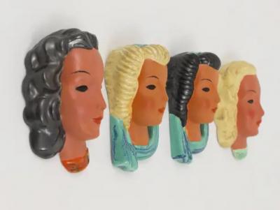 Friedrich Goldscheider Goldscheider Vienna Set of Four Wall Masks by Adolf Prischl Austria 1950s
