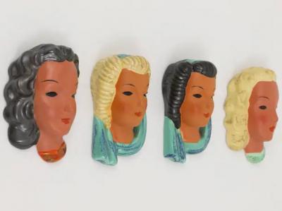 Friedrich Goldscheider Goldscheider Vienna Set of Four Wall Masks by Adolf Prischl Austria 1950s