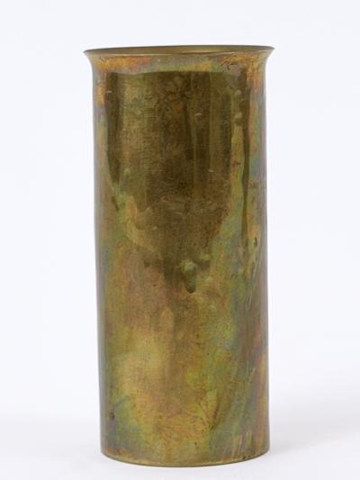 Friedrich Marby Set of Two Bauhaus Hand Hammered Brass Lidded Box Vase by Friedrich Marby 1925