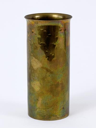 Friedrich Marby Set of Two Bauhaus Hand Hammered Brass Lidded Box Vase by Friedrich Marby 1925