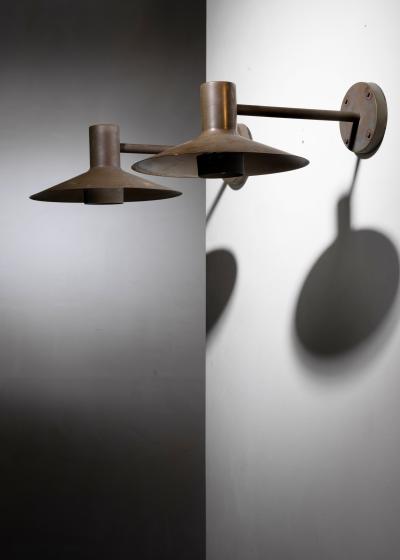 Friis Moltke Pair of copper outdoor wall lamps