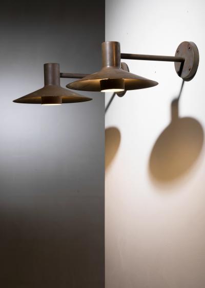 Friis Moltke Pair of copper outdoor wall lamps