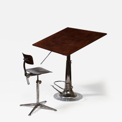 Friso Kramer Swedish Industrial Drafting Table and Chair