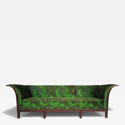 Frits Henningsen 1930s Frits Henningsen Sofa with Dramatic Flared Arms of Mahogany 