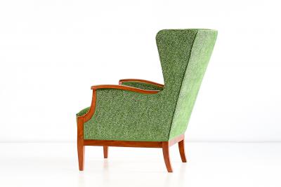 Frits Henningsen 1930s Frits Henningsen Wingback Chair Newly Upholstered in Rubelli Fabric