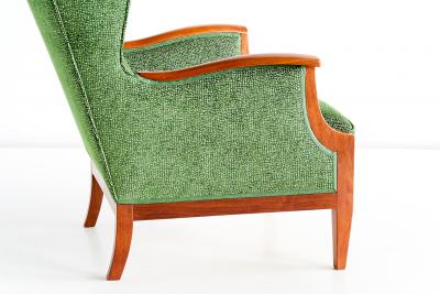 Frits Henningsen 1930s Frits Henningsen Wingback Chair Newly Upholstered in Rubelli Fabric
