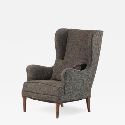 Frits Henningsen 1940s Frits Henningsen tall back wingback chair