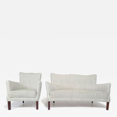 Frits Henningsen 1960s Danish Sofa and Lounge Chair Set