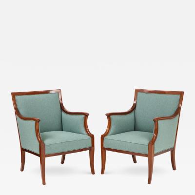 Frits Henningsen A Pair of Frits Henningsen Mahogany Armchairs Circa 1940s
