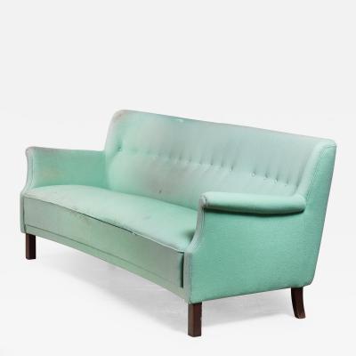 Frits Henningsen Frits Henningsen 3 seater sofa in mint green Denmark 1960s
