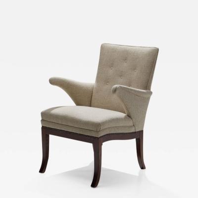 Frits Henningsen Frits Henningsen Armchair Upholstered in Linen Denmark 1950s 60s