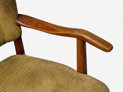 Frits Henningsen Frits Henningsen Danish Modern Corduroy Wood Lounge Chair Denmark 1940s