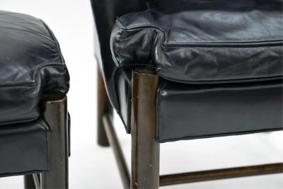 Frits Henningsen Frits Henningsen Style Leather Wingback Chair and Ottoman