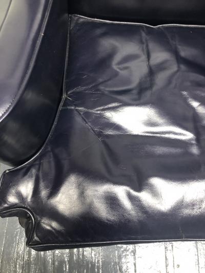 Frits Henningsen Frits Henningsen Style Leather Wingback Chair and Ottoman