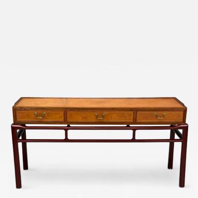 Frits Henningsen Frits Henningsen attr Rosewood Leather Brass Console Table Denmark 1950s