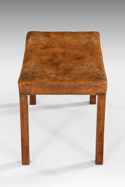 Frits Henningsen Stool in Mahogany Leather and Brass by Frits Henningsen 1940s
