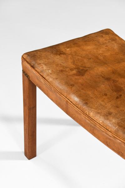 Frits Henningsen Stool in Mahogany Leather and Brass by Frits Henningsen 1940s