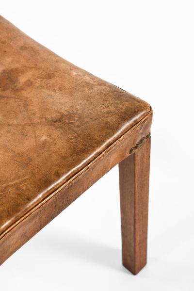Frits Henningsen Stool in Mahogany Leather and Brass by Frits Henningsen 1940s