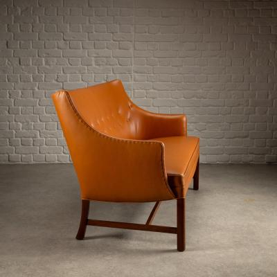 Frits Henningsen Two Seater Leather Sofa by Frits Henningsen Denmark 1940s