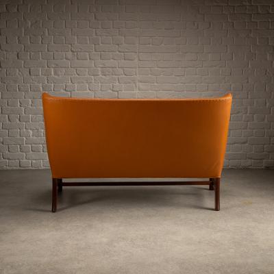 Frits Henningsen Two Seater Leather Sofa by Frits Henningsen Denmark 1940s