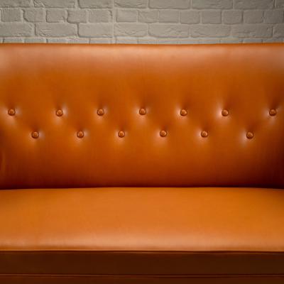 Frits Henningsen Two Seater Leather Sofa by Frits Henningsen Denmark 1940s