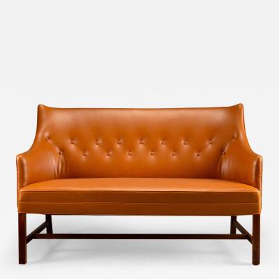 Frits Henningsen Two Seater Leather Sofa by Frits Henningsen Denmark 1940s