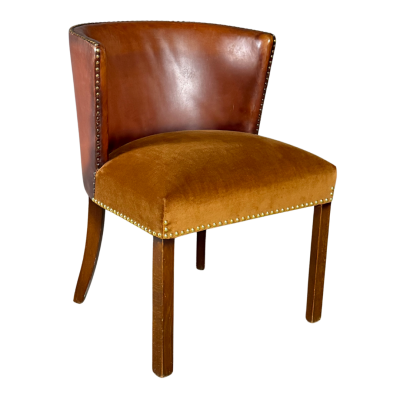 Fritz Hansen 1940 Fritz Hansen Model 1514 barrel back leather side chair