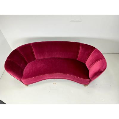 Fritz Hansen 1940 s Curved Danish Sofa