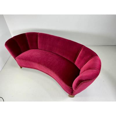 Fritz Hansen 1940 s Curved Danish Sofa